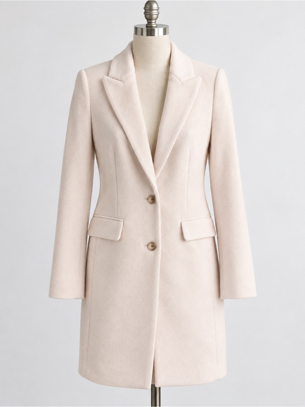 Ann Taylor Soft Cream Tailored Single-Breasted Coat